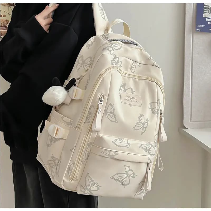 Stylish Butterfly Backpack Ins Style for Middle School and High School Girls, Large Capacity Laptop Travel Backpack