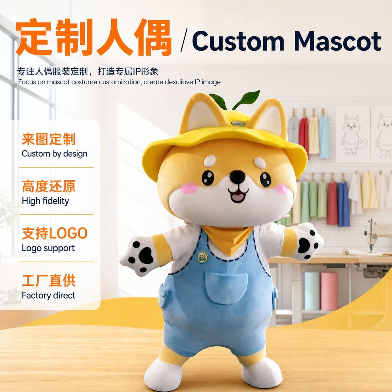 Custom-Made Little Fox Doll Costumes, Cartoon Dolls, Anime Figures, Foam Carving, Organic Cotton Fabric