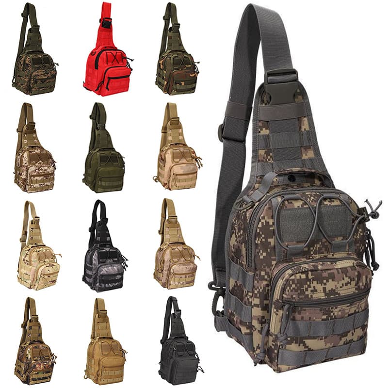 Tactical chest bag waterproof Oxford cloth 900D camouflage bag multi-functional military fan outdoor chest bag cycling mountaineering messenger bag