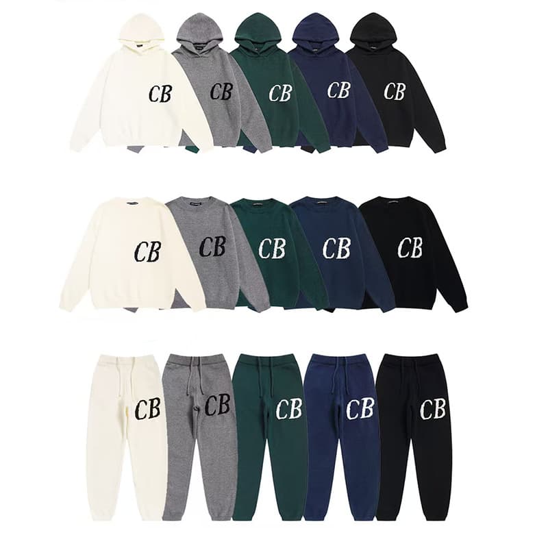 Cross-Border Hot Selling Minimalist Letter Cole Buxton Jacquard Unisex Couple Round Neck Hoodie Knit Sweater Pants