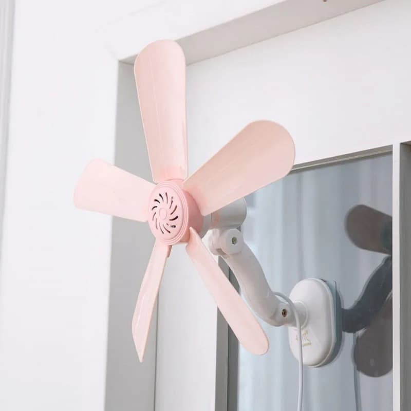 Wall-mounted mini fan, plug-in type, suitable for student dormitories, bedside, clip-on, no drilling required, kitchen, bathroom, or toilet use.