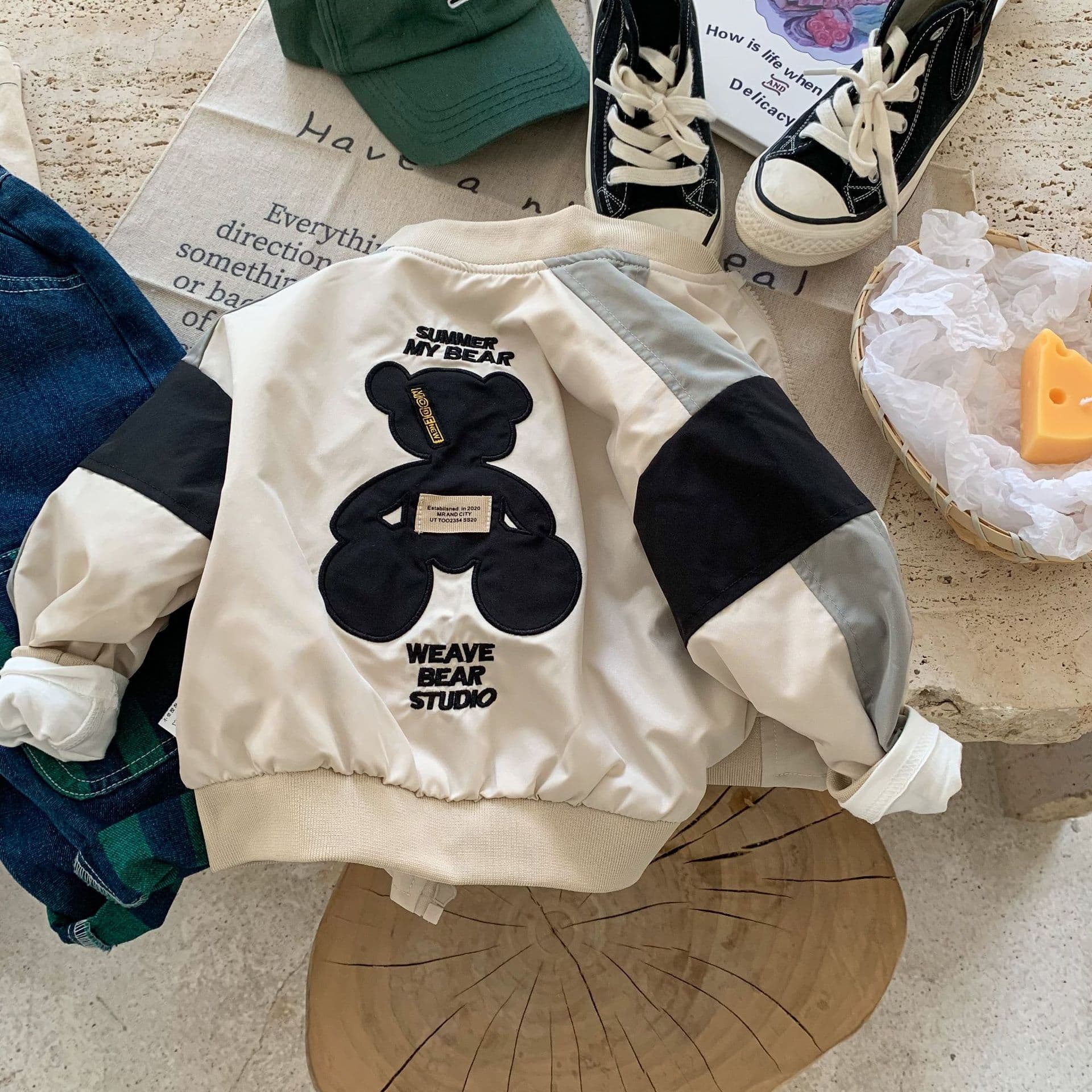Children's Outerwear 2025 Bangcheng Autumn New Arrival Boys' Casual Little Bear Color-block Jacket Cartoon Outerwear Trendy C0241