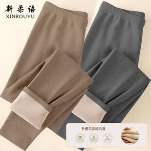 Deer Velvet Pants 2026 Autumn/Winter Women's Plus Size New Fleece-Lined Warm American Style Base Layer Lamb Velvet Casual Pants