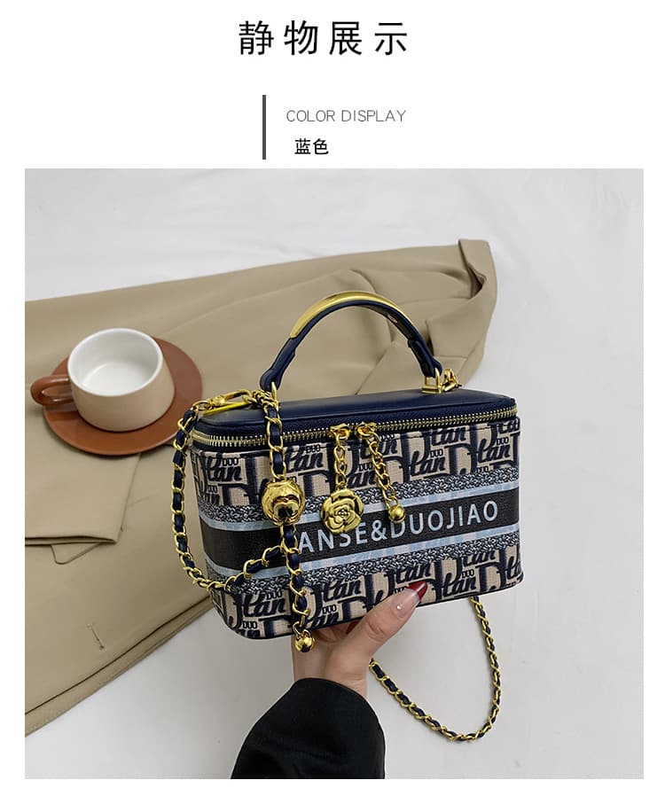 French Monogram Handbag for Women, Luxury Shoulder Box Bag, Mini Crossbody Chain Bag with Unique Design