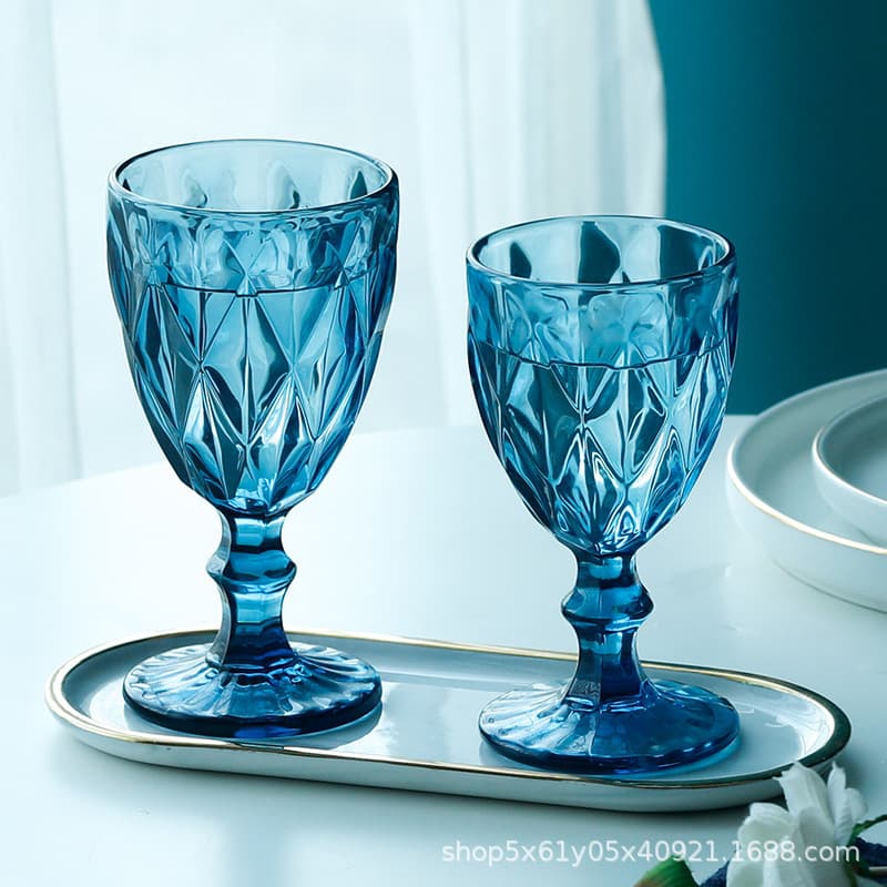 Factory Direct Pigment Original Color Diamond Thickened Beer Cocktail Wine Glass Goblet Glass Cup Champagne Glass