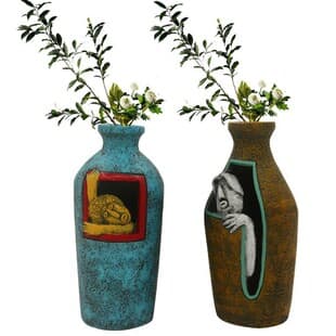 Funny Squeeze Figure Vase Artistic Floral Container Home Garden Decorative Ornament Resin Dried Flower Vase