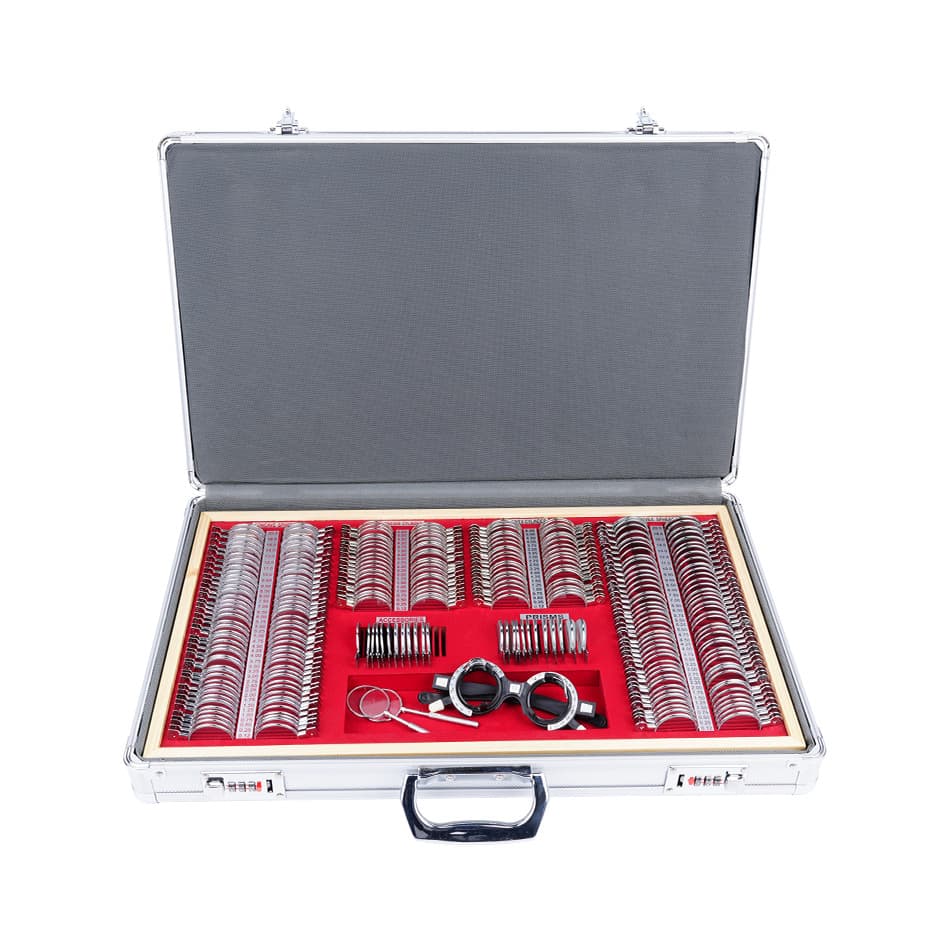 Refraction Metal Frame Eyeglass Equipment 266-Piece Trial Lens Set Aluminum Case 266 Trial Lenses Foreign Trade Edition