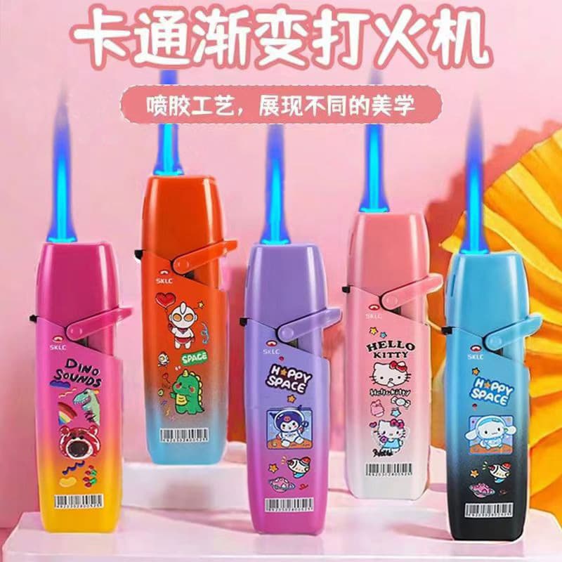 Cartoon Lighter Windproof Rocker Arm Metal Refillable Blue Flame Creative Lighter High Appearance Lighter Wholesale