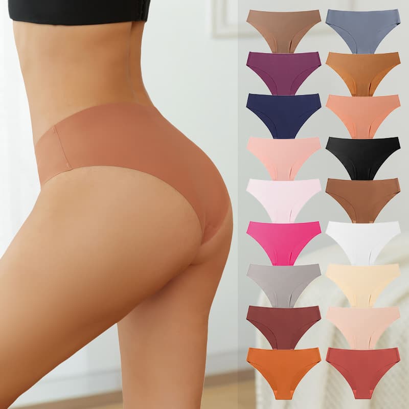 Multicolor European & American Sexy Seamless Ice Silk Women's Underwear Breathable Invisible Simple Low Waist Panties Women's Stock Wholesale