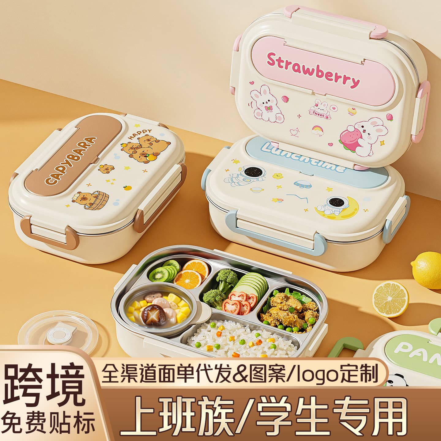 Insulated lunch box 316 stainless steel large-capacity divided lunch box for office workers and primary school students, high-looking lunch box