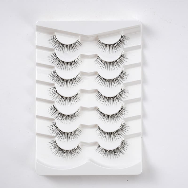 Natural Hard Stem Stage Makeup Eyelashes, In-Stock Wholesale for Cross-Border Export, 8 Pairs per Set, European and American Style 3D False Eyelashes