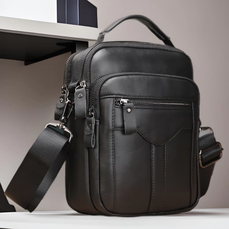 Cross-border top-layer cowhide casual fashion shoulder bag, simple men's backpack, high-end crossbody bag, men's handbag