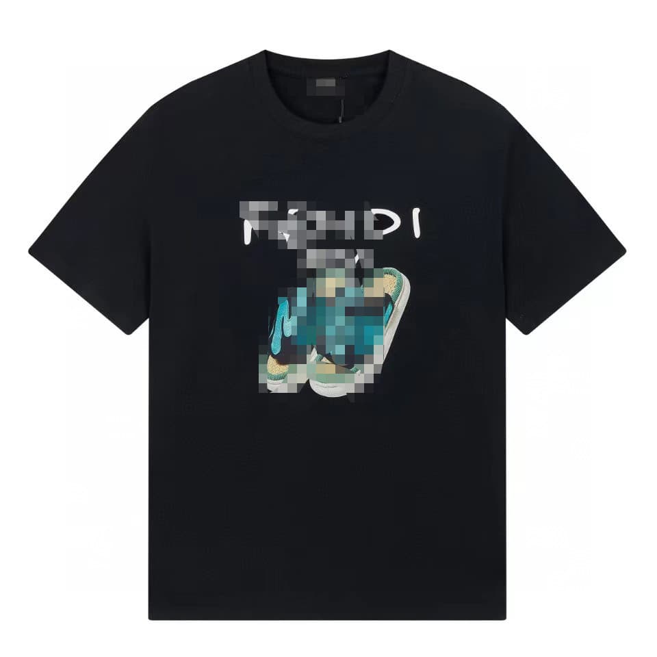 FEND Fenjia Style New Collaboration Printed Crew Neck Short Sleeve T-Shirt Women's Cotton Trendy Unisex Couple Style