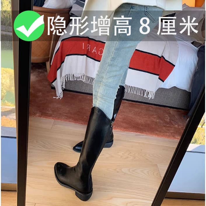 V-mouth western cowboy boots 2025 new pointed toe tall knight boots with increased height black small tall boots for women