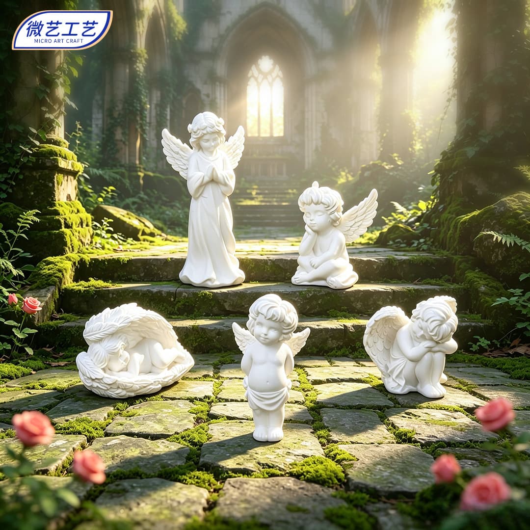 Miniature Outdoor Garden Landscape Plaster Angel Simulation Figure Model DIY Decoration Desktop Small Ornament