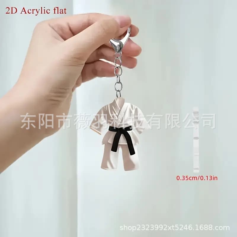 Creative Taekwondo Uniform Acrylic Keychain Cross-border New Style Bag Decoration Flat Pendant Holiday Gift Charm