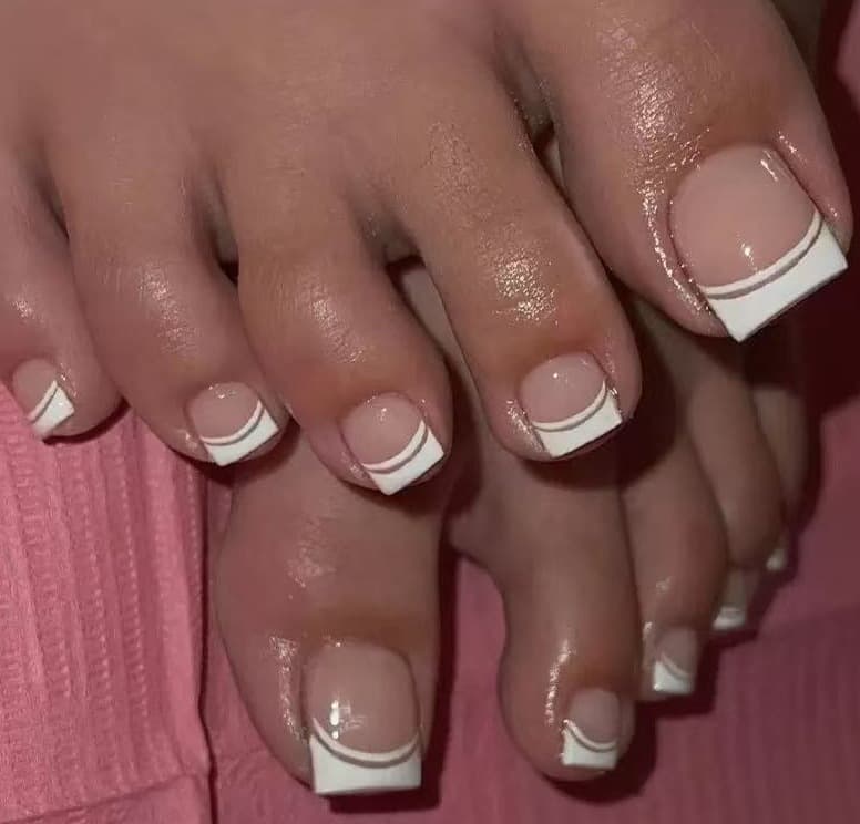 Toe Nail Art Tips Collection French Pedicure Removable Waterproof Fake Toenails Finished Wholesale