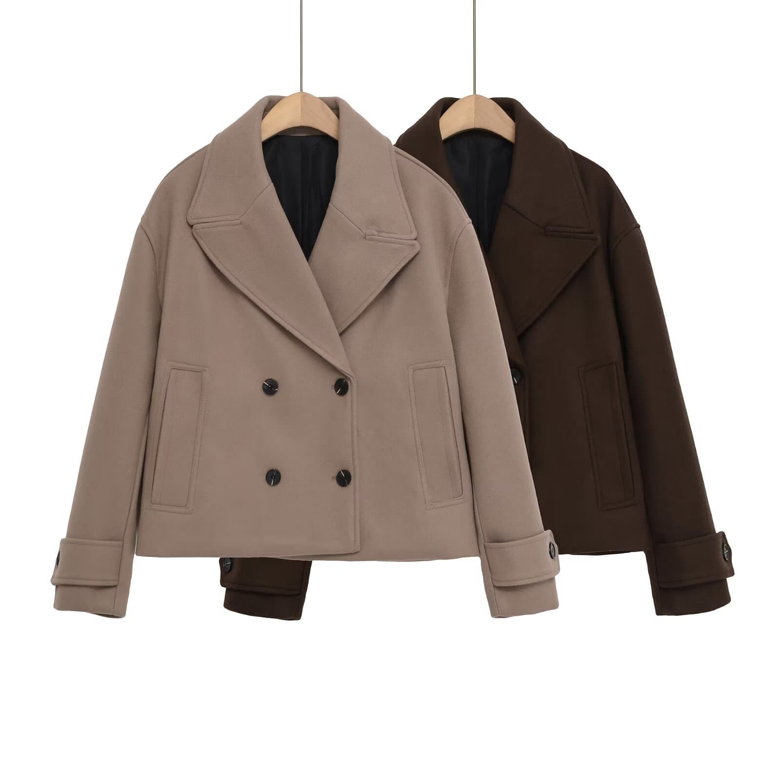 Foreign Trade Cross-Border Wholesale 2025 Autumn New Casual Women's Two-Color Outwear Woolen