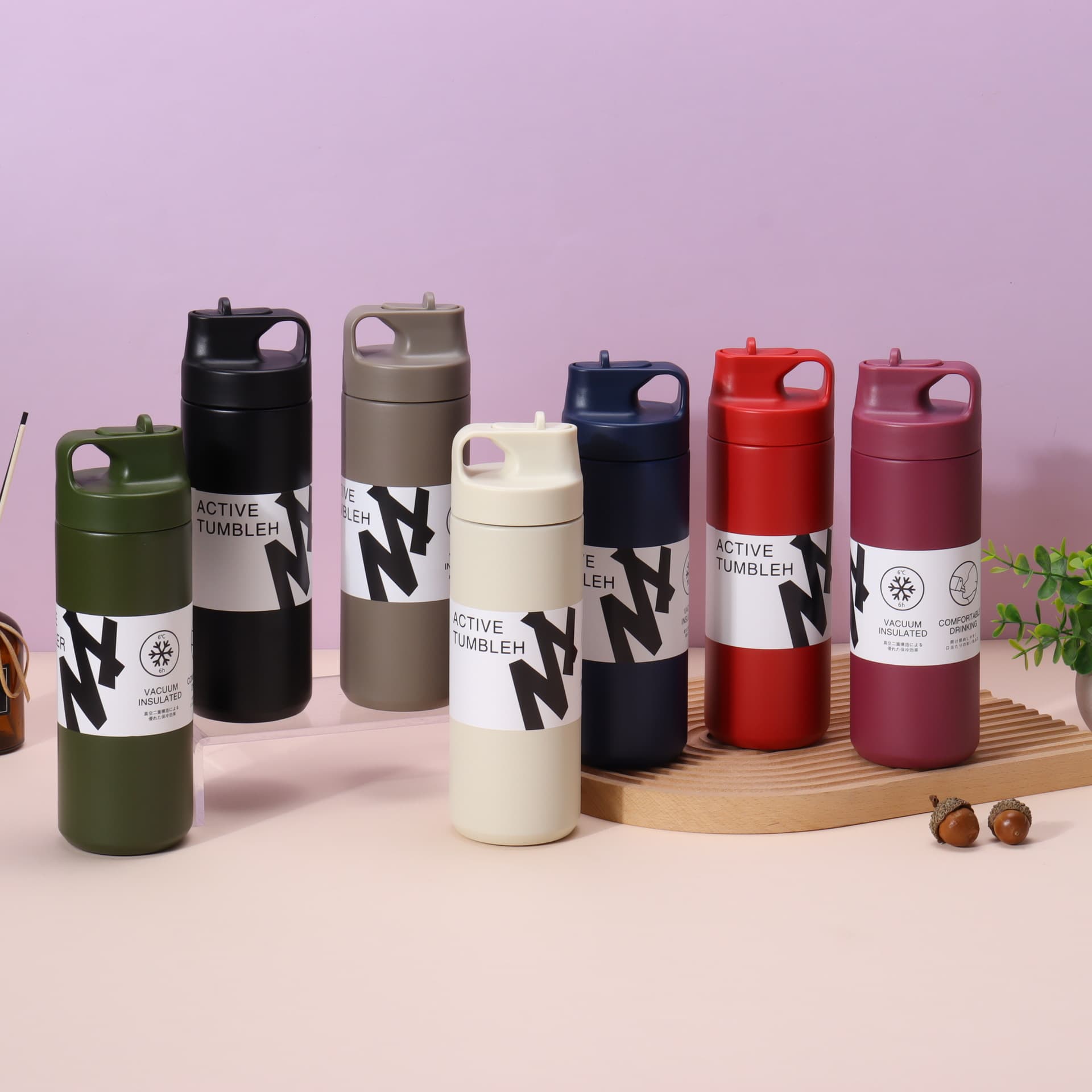 New Japanese-Style Spout Bottle 304 Stainless Steel Double-Layer Vacuum Insulated Cup Minimalist Coffee Cup Outdoor Sports Water Bottle