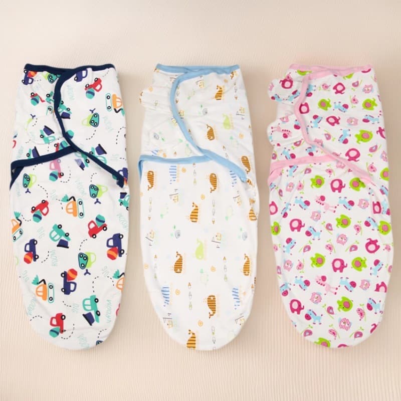 Newborn summer and autumn swaddle, single-layer cotton anti-kick sleep sack, cartoon swaddle, cotton all-season usable