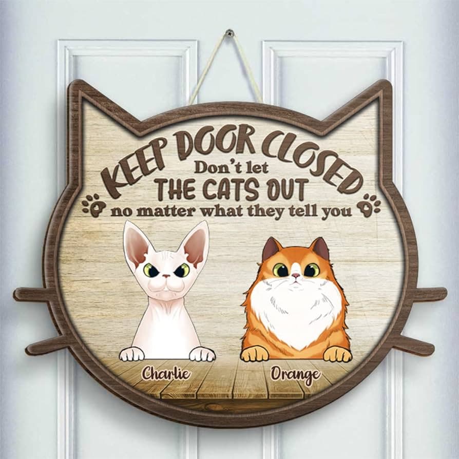 Cross-border e-commerce interesting personalized wooden signs Pet lover cat and dog logo wooden door sign
