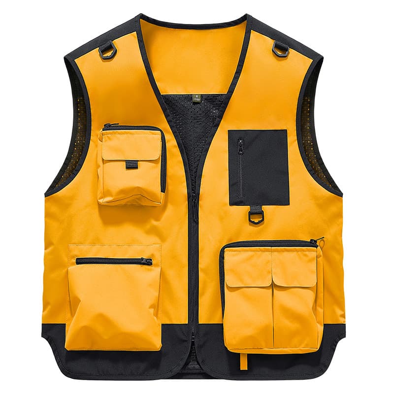Multi-Pocket Work Vest Photographer Vest with Logo Printing Summer Fishing Outdoor Sleeveless Jacket for Men