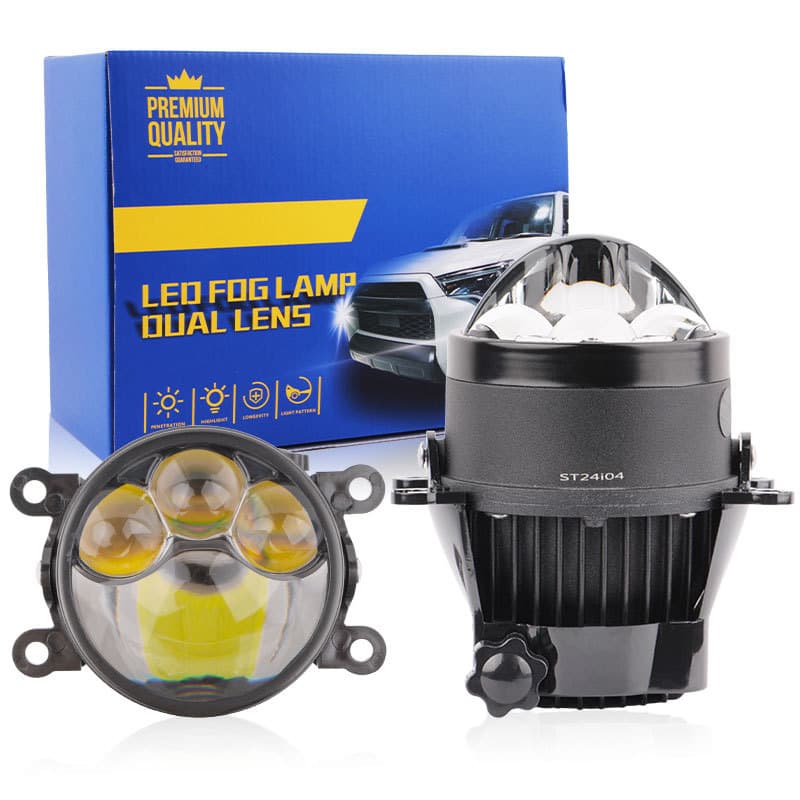 Car front fog light modified high and low beam universal LED fog light bifocal lens 3-inch triple direct laser fog light lens