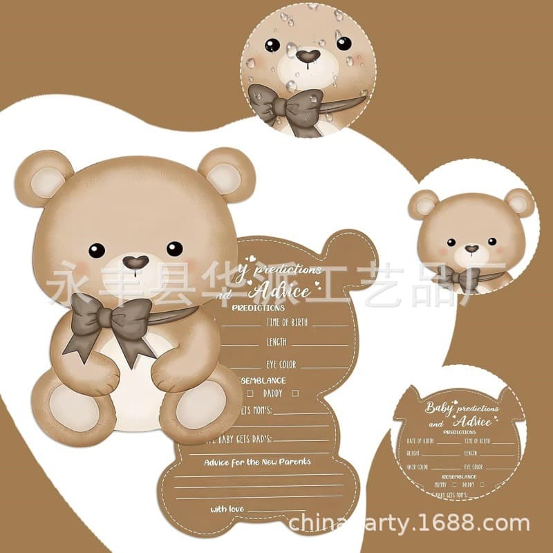 30 Teddy Bear Theme Prediction and Advice Cards Baby Shower Fun Gender Reveal Party Game