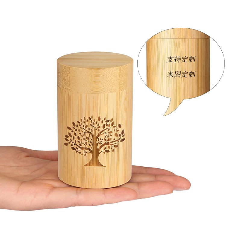 Bamboo tube ash container, bamboo memorial box, tree of life shared ash urn, eco-friendly material pet funeral box.