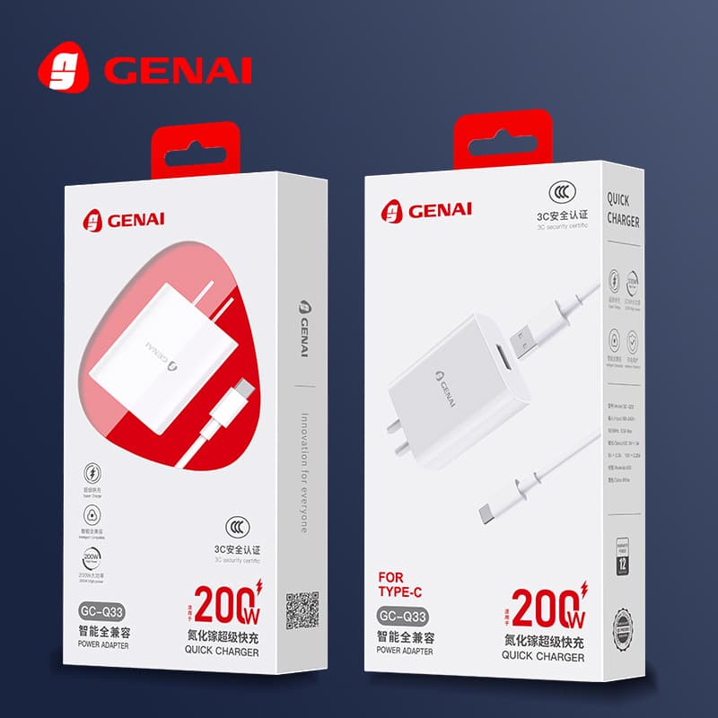 Genai Charger Data Cable PD Charging Head Compatible with Apple Huawei Xiaomi Phone Data Cable Charger