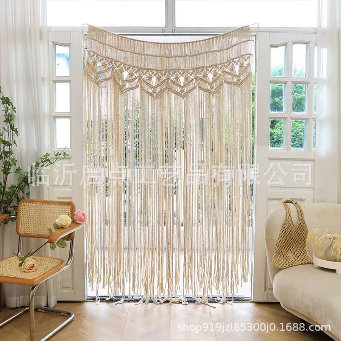 Hand-woven cotton rope door curtain tapestry partition curtain wall decorations Instagram wedding bohemian wave