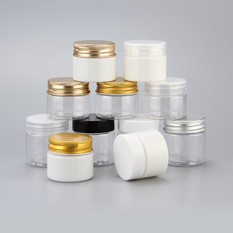 20g 30g cream box aluminum lid cream bottle wide mouth fully transparent plastic aluminum lid cream jar refillable PET jar