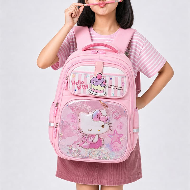 New Cartoon Backpack for Elementary School Girls, Anime Kids Double-Shoulder Bag, Cute Letter Print Boys Backpack