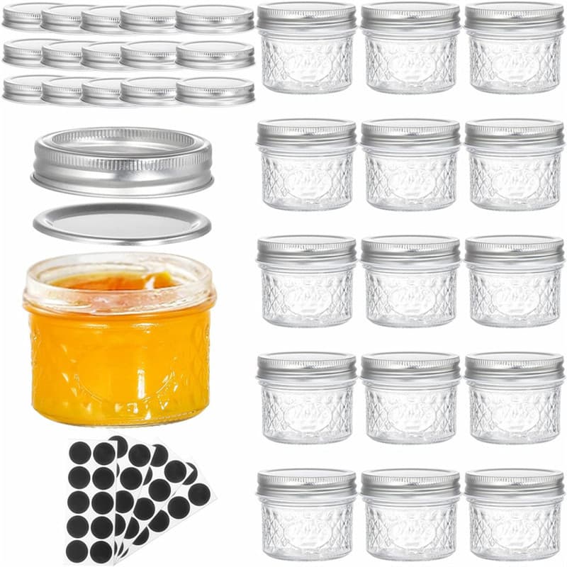 Amazon 16-pack Diamond Caviar Glass Jars Salad Jam Jars Candy Jars 4oz Sealed Mason Jars