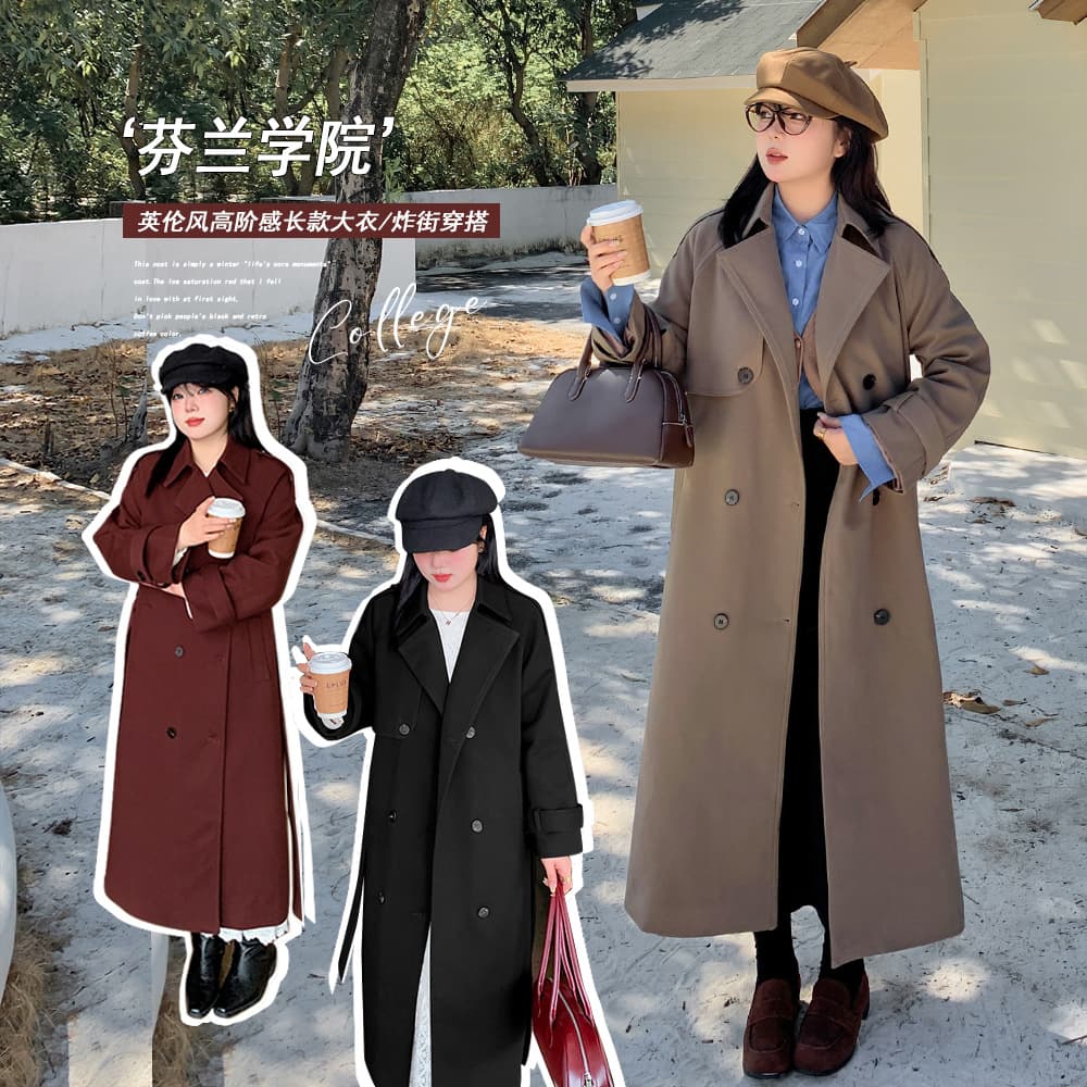 Y888 Xuanchen Autumn/Winter New Arrival Women's Clothing British Style Simple Elegant Loose High-End Knee-Length Wool-Like Coat