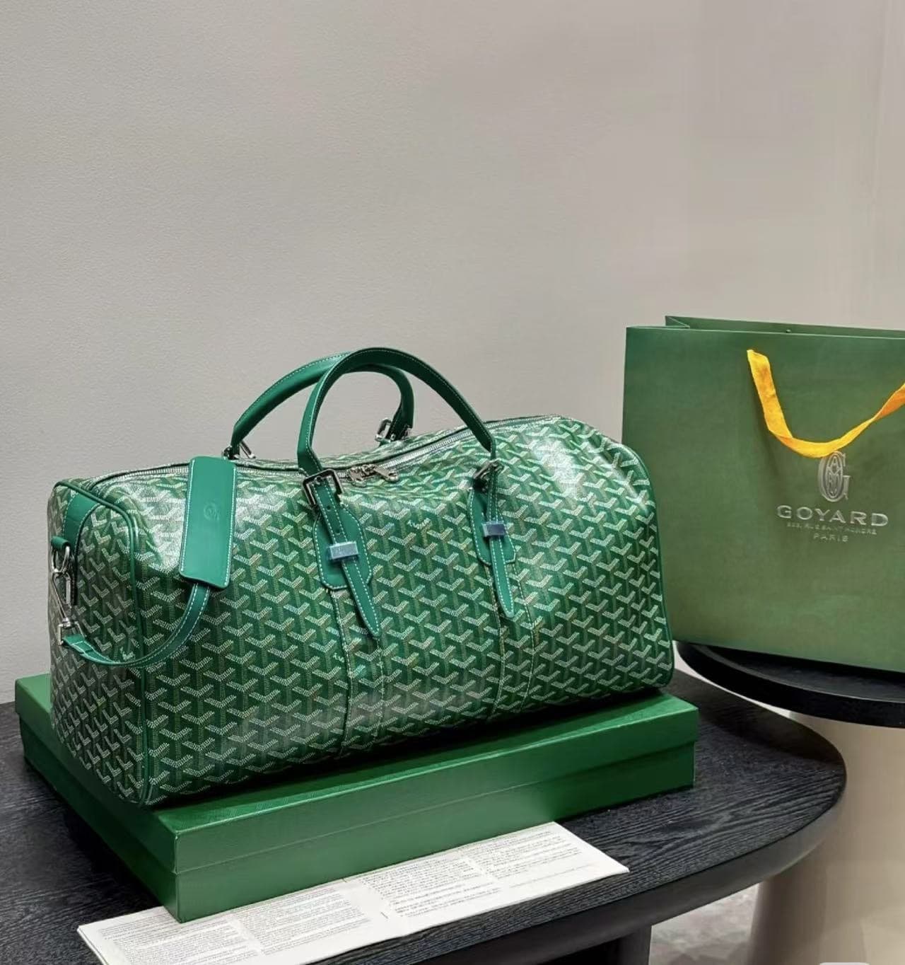 Foreign Trade Dog Tooth Goyard Letter Y Print Travel Bag Gym Bag Large Capacity Outdoor Travel Duffel Bag Europe and America Wholesale