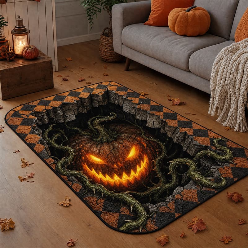 Cross-Border New Halloween Visual Carpet, Living Room Festive Atmosphere Decorative Rug, Stain-Resistant Easy-Clean Rug, In Stock