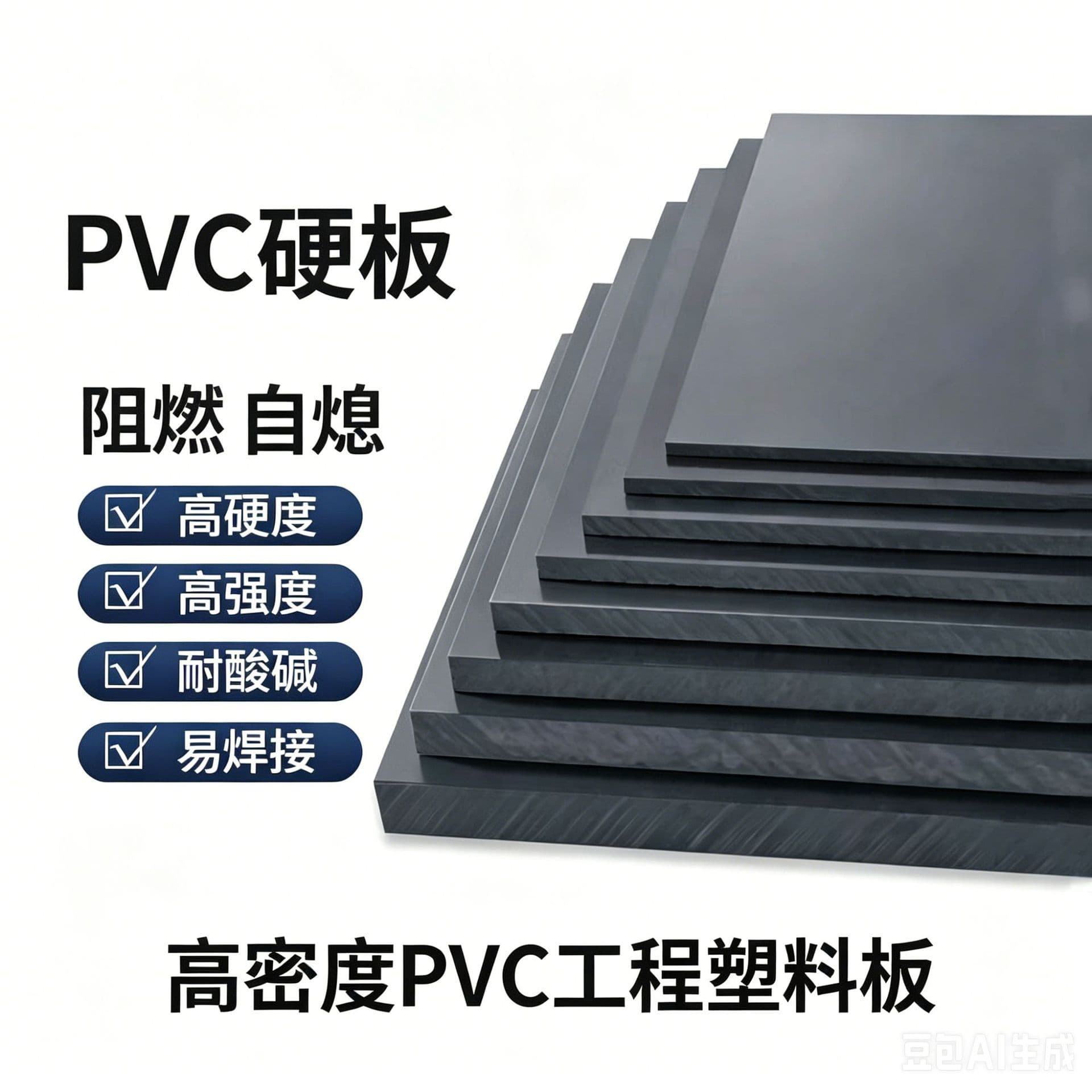 Engineering Plastic PVC Board Dark Gray PVC Sheet UPVC Plastic Rod High Density Polyvinyl Chloride Board Flame Retardant