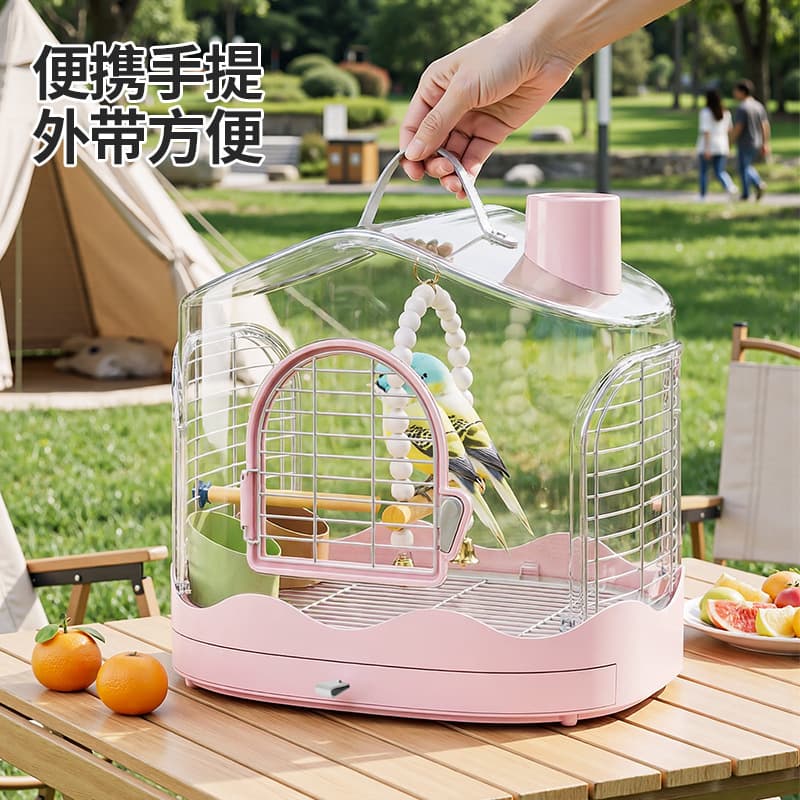 Portable take-out bird cage for household parrots portable take-out bird cage mini walking bird cage new ecological cage for tiger skinned birds