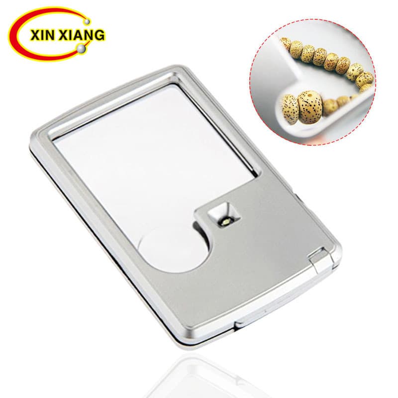 Ultra-thin 3-6 times rectangular LED light card portable resin optical lens primary and secondary mirror business card magnifying glass