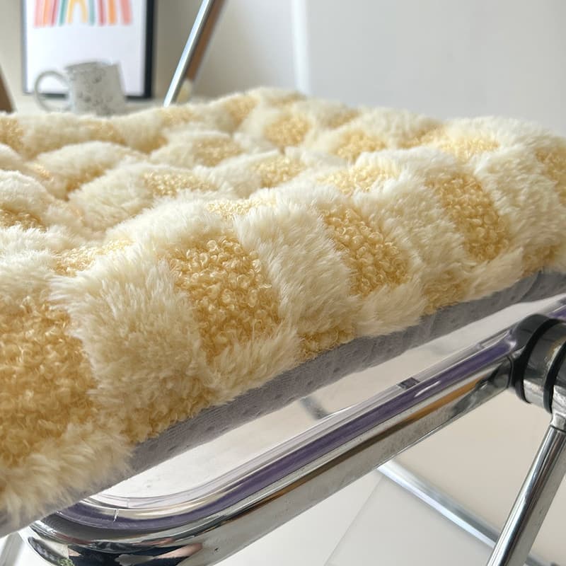Winter Crystal Velvet Chair Cushion Stool Seat Cushion Computer Leisure Chair Cushion Faux Fur Tatami Mat Office Butt Pad