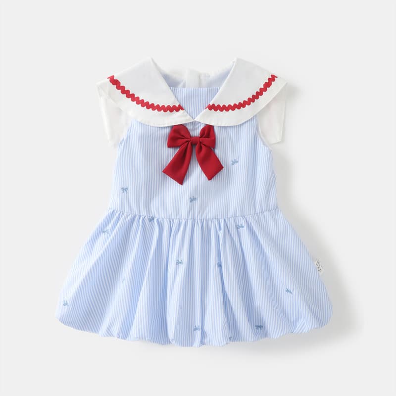 Baby dress baby summer bow princess dress new children's college style girl summer casual dress