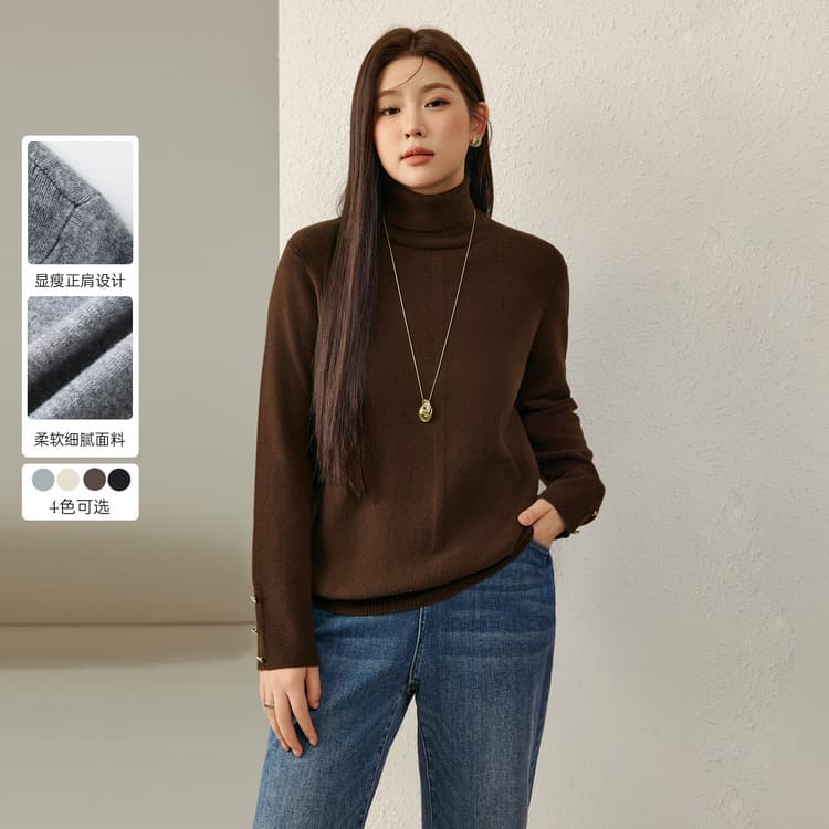 【Lazy Knit Sweater】Xianlixiu Plus Size Women's High Neck Knit Sweater with Regular Shoulders, New Winter 2024 for Curvy Women