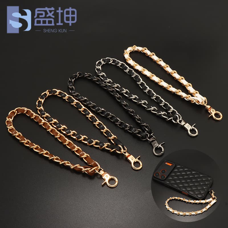 Mobile phone lanyard wear leather mobile phone chain short wrist strap key chain rope buckle simple and versatile anti-lost mobile phone hanging chain