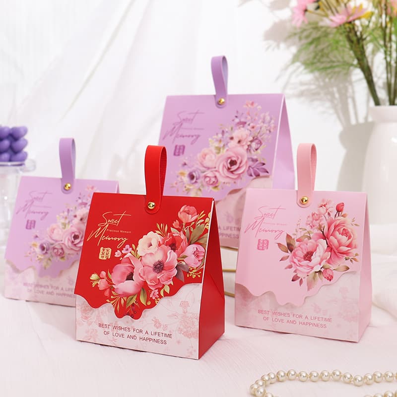 2025 New Floral Wedding Candy Box, Forest-Style Purple Packaging, Favor Box, Candy Bag