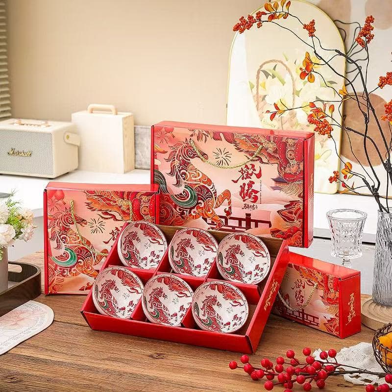 Practical Souvenir Chopstick Set, Ceramic Tableware Boxed Set for Events, Business Openings, and Gifts