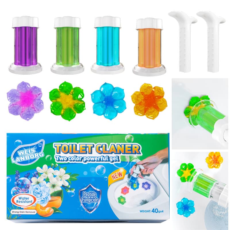 Toilet Dual-Color Flower Scent Toilet Cleaning Gel 4+1 Box Set Strong Deodorant Fresh Cleaner Factory Direct