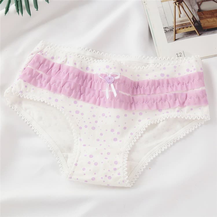 Women's Lace Sexy Panties Cute Butterfly Bow Triangle Panties Small Heart Print Girl Underwear