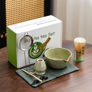 Japanese Matcha Bowl Ceramic Matcha Whisk Set Bamboo Chasen 100 Tines Song Dynasty Tea Ceremony Ins Style