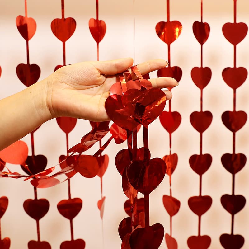 Shiny Heart Star Rain Curtain Background with Tassels Decoration for Christmas Wedding Party Backdrop Scene Decor
